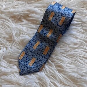 Finollo 100% Blue Baroque Patterned Italian Silk Tie